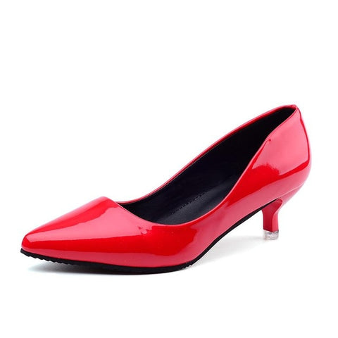 Hot Women Shoes Pointed Toe Pumps Patent Leather Dresshigh Heels Boat Wedding Zapatos Mujer Red wedding Blue Red Black Apricot