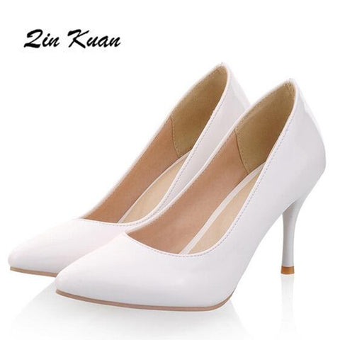 Plus Size 34-47 Ladies Fashion Pointed Toe Office High Heel Shoes Women Party Pumps Fashion Wedding High Heel Shoes QKP0016B