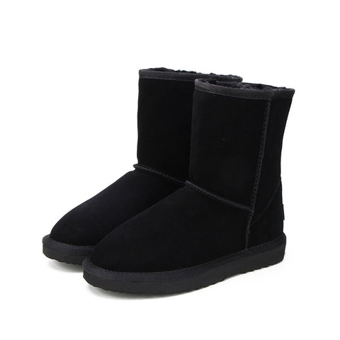 MBR FORCE Classic Genuine Cowhide leather  snow boots 100% Wool Women Boots Warm winter shoes for women large size 34-44