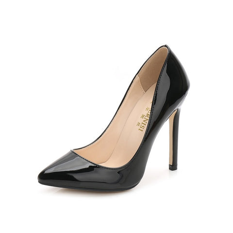 MAIERNISI New Fashion High Heels Women Pumps Thin Heel Classic Sexy Prom Wedding Shoes Office Women Shoes Big Size 35-46 Leather