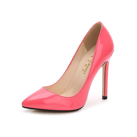 MAIERNISI New Fashion High Heels Women Pumps Thin Heel Classic Sexy Prom Wedding Shoes Office Women Shoes Big Size 35-46 Leather