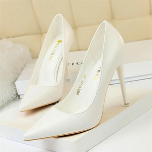 BIGTREE Soft Leather Shallow Fashion Women's High Heels Shoes Candy Colors Pointed Toe Women Pumps Show Thin Female Office Shoe