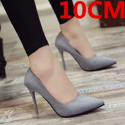 New 10cm Black Pointed High Heels Stiletto Shallow Mouth Wild Women's Single Shoes Professional Work Shoes