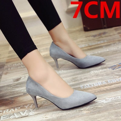 New 10cm Black Pointed High Heels Stiletto Shallow Mouth Wild Women's Single Shoes Professional Work Shoes