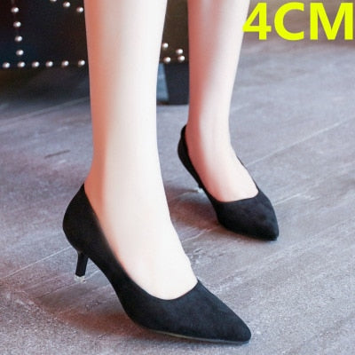 New 10cm Black Pointed High Heels Stiletto Shallow Mouth Wild Women's Single Shoes Professional Work Shoes