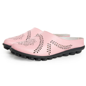 Plardin Cow Muscle Ballet Summer Flower Print Women Genuine Leather Shoes Woman Flat Flexible Nurse Peas Loafer Flats Appliquesm