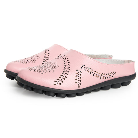 Plardin Cow Muscle Ballet Summer Flower Print Women Genuine Leather Shoes Woman Flat Flexible Nurse Peas Loafer Flats Appliquesm