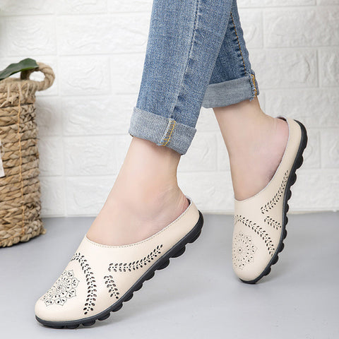 Plardin Cow Muscle Ballet Summer Flower Print Women Genuine Leather Shoes Woman Flat Flexible Nurse Peas Loafer Flats Appliquesm