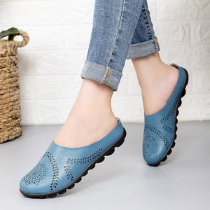 Plardin Cow Muscle Ballet Summer Flower Print Women Genuine Leather Shoes Woman Flat Flexible Nurse Peas Loafer Flats Appliquesm