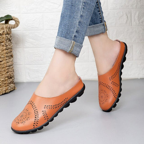 Plardin Cow Muscle Ballet Summer Flower Print Women Genuine Leather Shoes Woman Flat Flexible Nurse Peas Loafer Flats Appliquesm