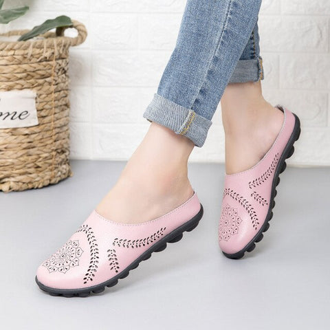 Plardin Cow Muscle Ballet Summer Flower Print Women Genuine Leather Shoes Woman Flat Flexible Nurse Peas Loafer Flats Appliquesm