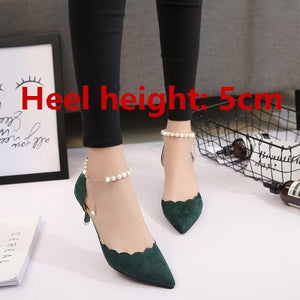 Cresfimix women fashion comfortable sweet pearl black high heel shoes lady cute pointed toe buckle clip high heel pumps b2920