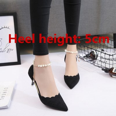 Cresfimix women fashion comfortable sweet pearl black high heel shoes lady cute pointed toe buckle clip high heel pumps b2920