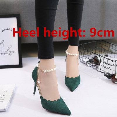 Cresfimix women fashion comfortable sweet pearl black high heel shoes lady cute pointed toe buckle clip high heel pumps b2920