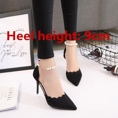 Cresfimix women fashion comfortable sweet pearl black high heel shoes lady cute pointed toe buckle clip high heel pumps b2920