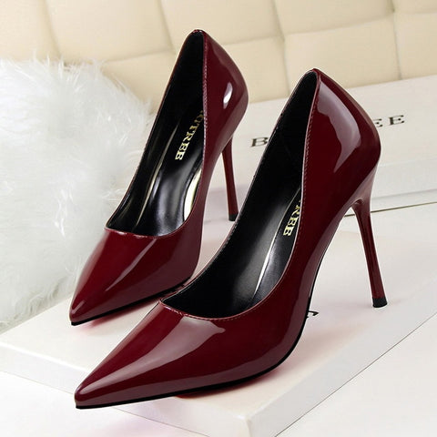 Women Pumps Pointed Toe Women High Heels Shoes Gold Silver Patent Leather Women Wedding Shoes Heels Ladies Shoes