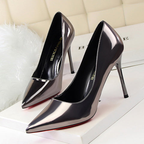 Women Pumps Pointed Toe Women High Heels Shoes Gold Silver Patent Leather Women Wedding Shoes Heels Ladies Shoes