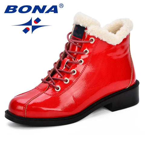 BONA New Women Snow Boots Platform Warm Plush Classic High Top Round Toe Flat Comfortable Casual Shoes Sneakers Zapatos De Mujer