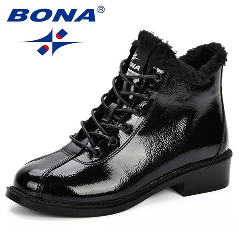 BONA New Women Snow Boots Platform Warm Plush Classic High Top Round Toe Flat Comfortable Casual Shoes Sneakers Zapatos De Mujer