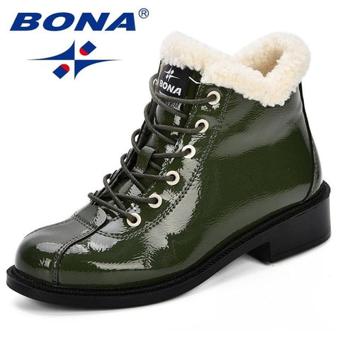 BONA New Women Snow Boots Platform Warm Plush Classic High Top Round Toe Flat Comfortable Casual Shoes Sneakers Zapatos De Mujer