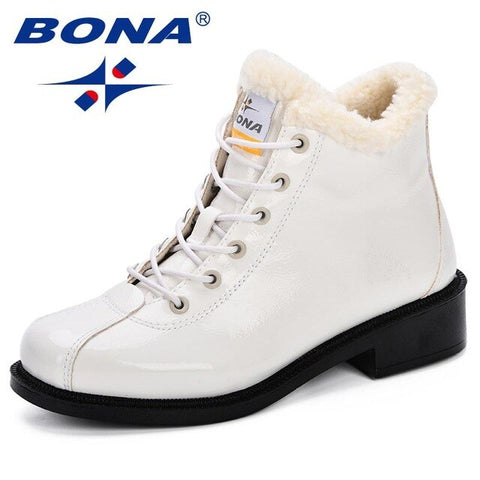 BONA New Women Snow Boots Platform Warm Plush Classic High Top Round Toe Flat Comfortable Casual Shoes Sneakers Zapatos De Mujer