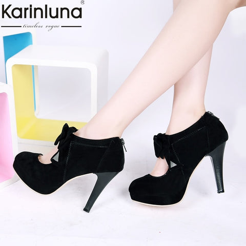 KARINLUNA 2019 dropship Big Size 30-48 Fashion High Heels Pumps shoes women Spring Summer Bowtie Wedding Party Women Shoes Woman