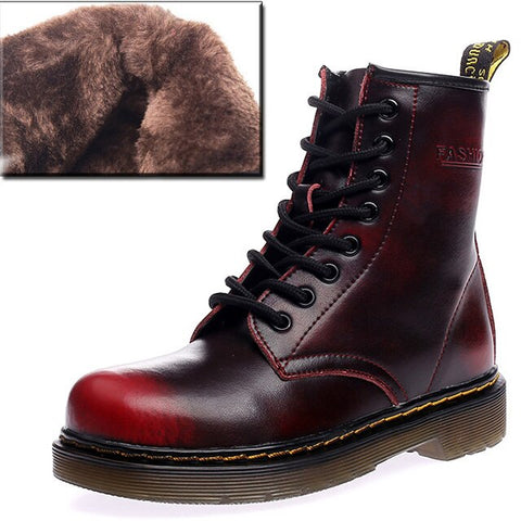 QUANZIXUAN Genuine Leather Women Boots Dr Ankle Boots Winter Work Safeti Boots Solid Ankle Boots Female Punk Women Shoe Size 46