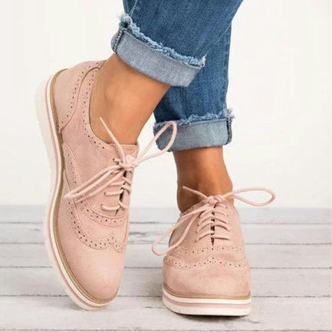 Women Flats Fashion Brogue Shoes Woman Platform Oxfords British Style Creepers Cut-Outs Flat Casual Women Shoes Big Size 35-43