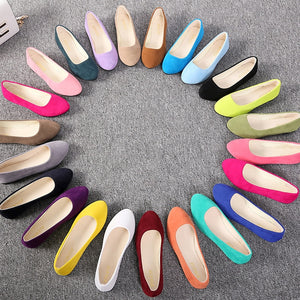 Plus Size 35-43 Women Flats shoes Slip on Flat Shoes Candy Color Woman Boat Shoes Black Loafers Faux Suede Ladies Ballet Flats