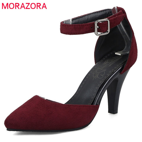 MORAZORA 2019 new arrive pointed toe pumps women shoes simple buckle summer shoes elegant party wedding shoes high heels shoes