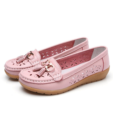 Women Flats Summer Women Genuine Leather Shoes With Low Heels Slip On Casual Flat Shoes Women Loafers Soft Nurse Ballerina Shoes