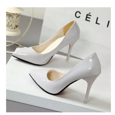 2019 HOT Women Shoes Pointed Toe Pumps Patent Leather Dress  High Heels Boat Shoes Wedding Shoes Zapatos Mujer Blue  sexy