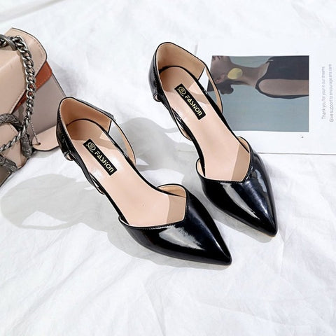 2019 HOT sale fashion Women Shoes Pointed Toe Pumps PU Leather Dress High Heels Shoes Wedding Shoes women Zapatos Mujer **459