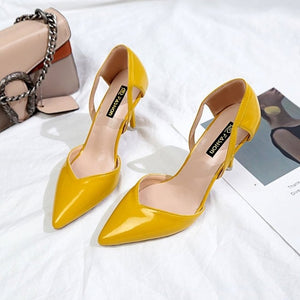 2019 HOT sale fashion Women Shoes Pointed Toe Pumps PU Leather Dress High Heels Shoes Wedding Shoes women Zapatos Mujer **459