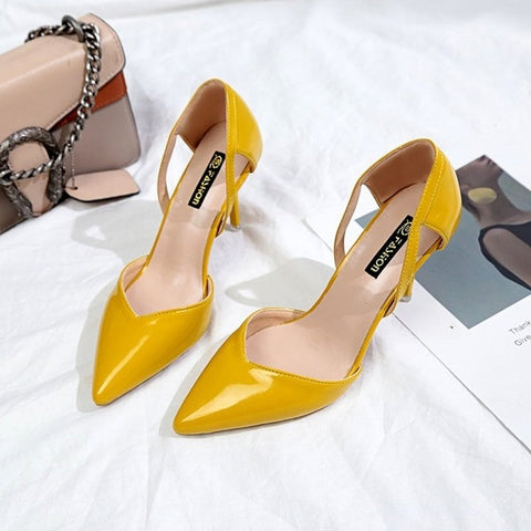 2019 HOT sale fashion Women Shoes Pointed Toe Pumps PU Leather Dress High Heels Shoes Wedding Shoes women Zapatos Mujer **459