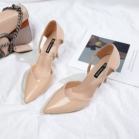 2019 HOT sale fashion Women Shoes Pointed Toe Pumps PU Leather Dress High Heels Shoes Wedding Shoes women Zapatos Mujer **459