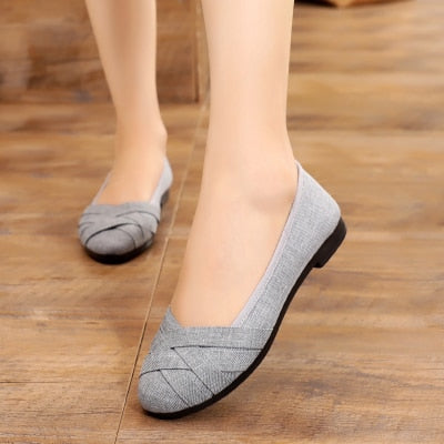 Cresfimix women fashion comfortable cloth flat shoes lady cute spring & summer slip on loafers lady cool street shoes a2038