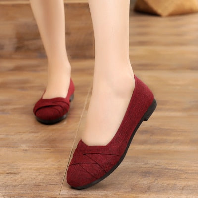 Cresfimix women fashion comfortable cloth flat shoes lady cute spring & summer slip on loafers lady cool street shoes a2038