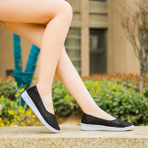 2019 New Summer Women's Mesh Flat Shoes Slip-on Cotton Casual Shoes for Woman Lace Sneakers Breathable Loafers Soft Shoes Zapato