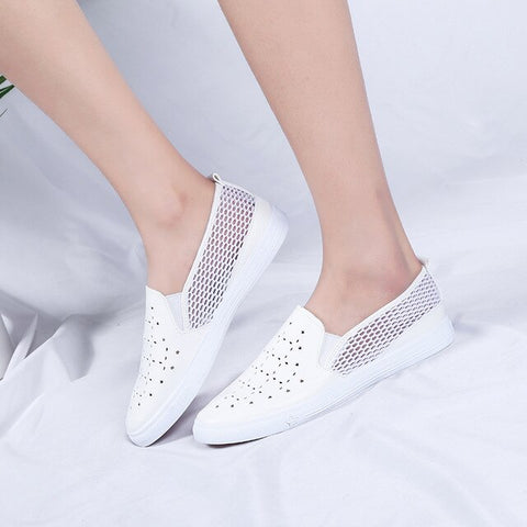 2019 New Summer Women's Mesh Flat Shoes Slip-on Cotton Casual Shoes for Woman Lace Sneakers Breathable Loafers Soft Shoes Zapato
