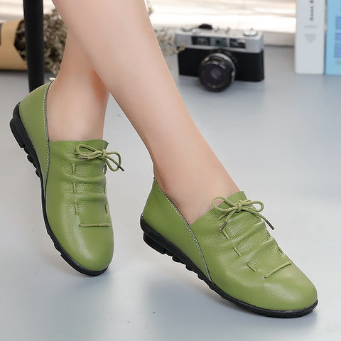 Women shoes 2019 new arrival spring lace-up pleated genuine leather flats shoes woman rubber party female shoes tenis feminino