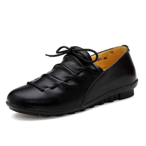 Women shoes 2019 new arrival spring lace-up pleated genuine leather flats shoes woman rubber party female shoes tenis feminino