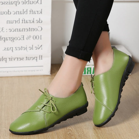 Women shoes 2019 new arrival spring lace-up pleated genuine leather flats shoes woman rubber party female shoes tenis feminino