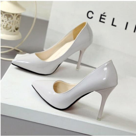 2019 New Fashion high heels women pumps thin heel classic white red nede beige sexy prom wedding shoes Blue Red wine