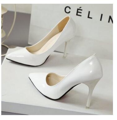 2019 New Fashion high heels women pumps thin heel classic white red nede beige sexy prom wedding shoes Blue Red wine