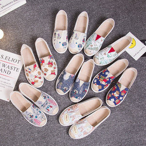 Autumn Women Loafers Shoes Espadrille Graffiti Comfort Flat Platform Creepers Shoes Slip On Shoes Women Footwear Ladies Shoes