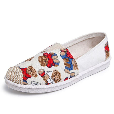 Autumn Women Loafers Shoes Espadrille Graffiti Comfort Flat Platform Creepers Shoes Slip On Shoes Women Footwear Ladies Shoes