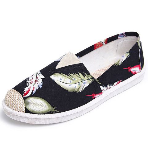 Autumn Women Loafers Shoes Espadrille Graffiti Comfort Flat Platform Creepers Shoes Slip On Shoes Women Footwear Ladies Shoes