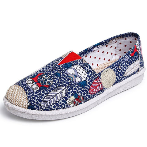 Autumn Women Loafers Shoes Espadrille Graffiti Comfort Flat Platform Creepers Shoes Slip On Shoes Women Footwear Ladies Shoes